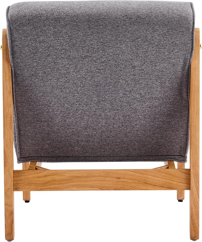 Scott Living Fluffy Low Profile Accent Chair Modern Living Room Armless Lounge Chair Fabric Comfy Reading Chair for Bedroom Wooden Frame and Thick Padded Seat Grey+Natural