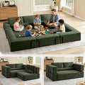 119 Modular Sofa Bed with High Backrest Pillows Corduroy Folding Convertible Floor Sofa Couch Bed with Fixed-Shape Frame Building Block Sofa for Parent-Child Castle Living Room Green