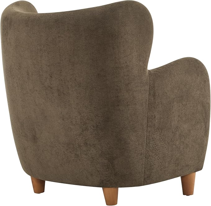 Christopher Knight Home Auden Wingback Accent Chair Fabric Club Chair Velvet Upholstered Armchair Curved Backrest Single Sofa Soft Cushion Seating Reading Lounge Chair for Living Room Brown