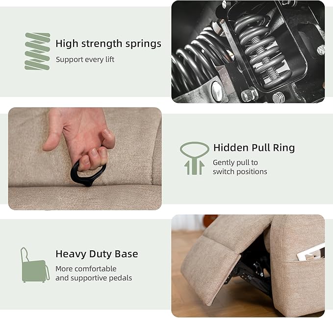 Claiks Oversized Recliner Chair Manual Recliner Chairs for Adults Reclining Chair with Thick Seat Cushion and Backrest for Living Room (Polyester Light Coffee)