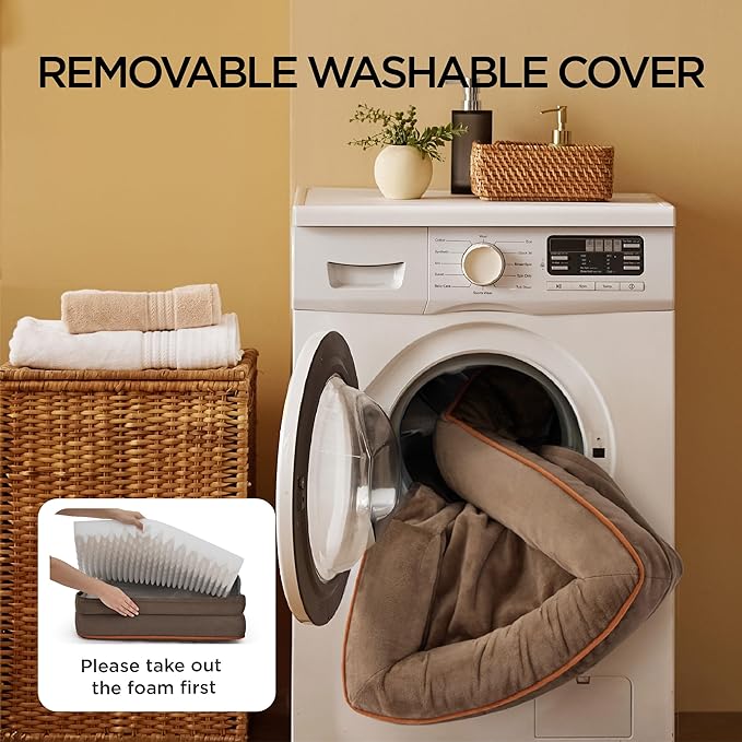 Bedsure L Plus Orthopedic Dog Bed for Large Dogs - Washable Dog Cat Bed Waterproof L Plus Big Comfort Dogs Couch Sofa with Washable Removable Cover Pet Bed with Nonskid Bottom Brown 38