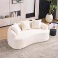 Curved Loveseat Sofa Couch for Living Room 65’’ Modern Comfy Cloud Floor Couch Round Sofa Full Sponge Compression Sofas with Deep Seat for Small Spaces Apartment No Assembly Needed Cream White