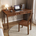 100% Solid Oak Wood Home Office Desks Modern Furniture Simple Writing Table Workstation Home Office Desk Computer Desk with 2 Drawers(32-Inch Walnut)