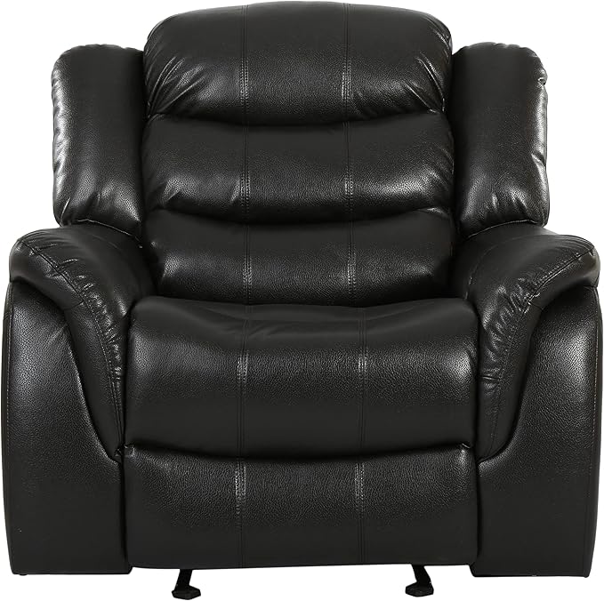 Christopher Knight Home GDFStudio Great Deal Furniture Merit Black Leather Recliner/Glider Chair