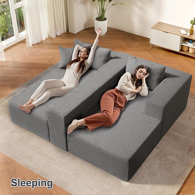 104 Sectional Couches for Living Room Modular Sectional Sofa with Deep Seat Cloud Couch for Living Room Bedroom L-Shape Couch with Chaise No Assembly Required (Plush Right)
