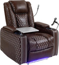 Power Zero Gravity Recliner Chair for Adults Breathable Leather Electric Recliners Adjustable Home Theater Seating with Smart Cup Holders USB Ports Hidden Arm Storage Tray Table