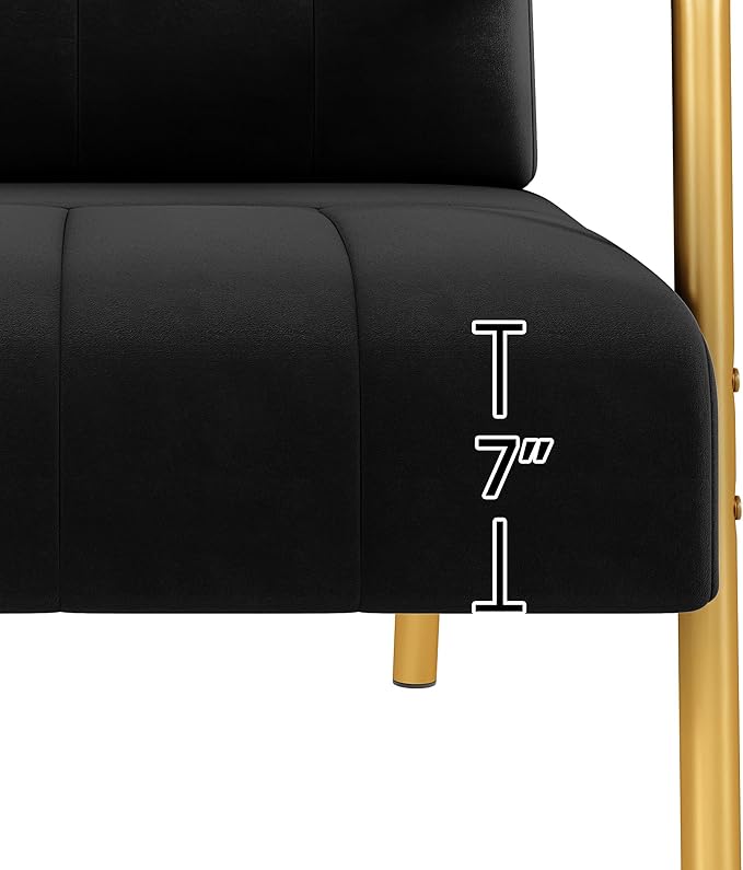 Yaheetech 30 W Modern Sofa Small Sofa Luxurious Velvet Fabric Couch with Gold-Tone Metal Arms and Legs for Living Room Home Office Studio Black