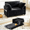 51 Convertible Loveseat Sofa Bed 2-in-1 Folding Sofa Bed with 2 Pillow for Small Spaces Modern Loveseat Sleeper Couch for Apartment Living Room &amp Guest Room (Chenille Black 51 inch)