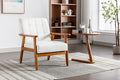 Leisure Chair with Solid Wood Armrest and Feet Mid-Century Modern Accent Chair for Living Room Bedroom Studio Chair