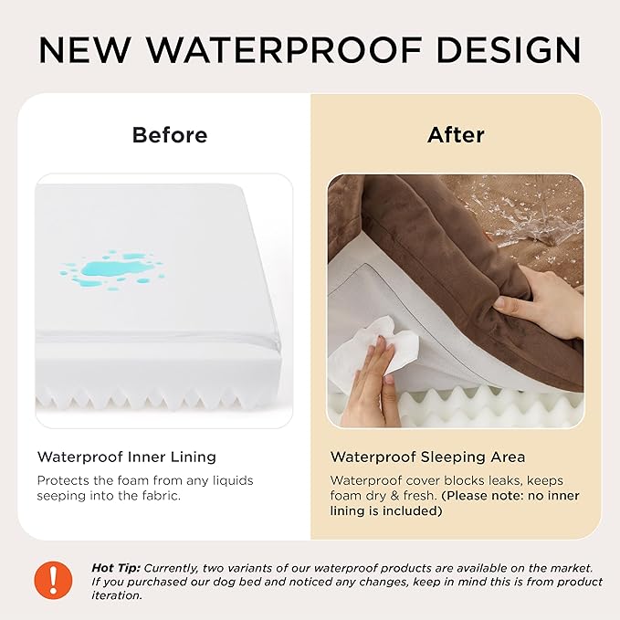 Bedsure L Plus Orthopedic Dog Bed for Large Dogs - Washable Dog Cat Bed Waterproof L Plus Big Comfort Dogs Couch Sofa with Washable Removable Cover Pet Bed with Nonskid Bottom Brown 38