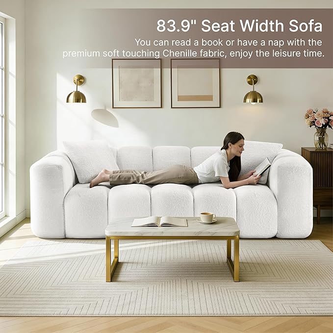84 Boneless Couch No Assembly Required Loveseat Sofa Modern Deep Seat Cloud Couch Modern Compressed Sofa Oversized Upholstered 3-Seater for Living Room Bedroom