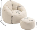 Small Bean Bag Chairs for Adults Single Sofa Chair with Ottoman Footrest Bean Bag Couch for Teens with Foam Filler Included Comfy Soft Lazy Sofa for Small Space/Living Room/Bedroom/Study