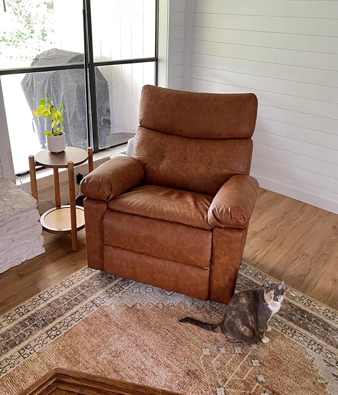 GarveeHome Power Rocker Swivel Recliner Chair - Heat and Massage PU Leather Electric Glider Rocking Chair with USB Port Glider Recliner Nursery Chair for Living Room Bedroom Nursery