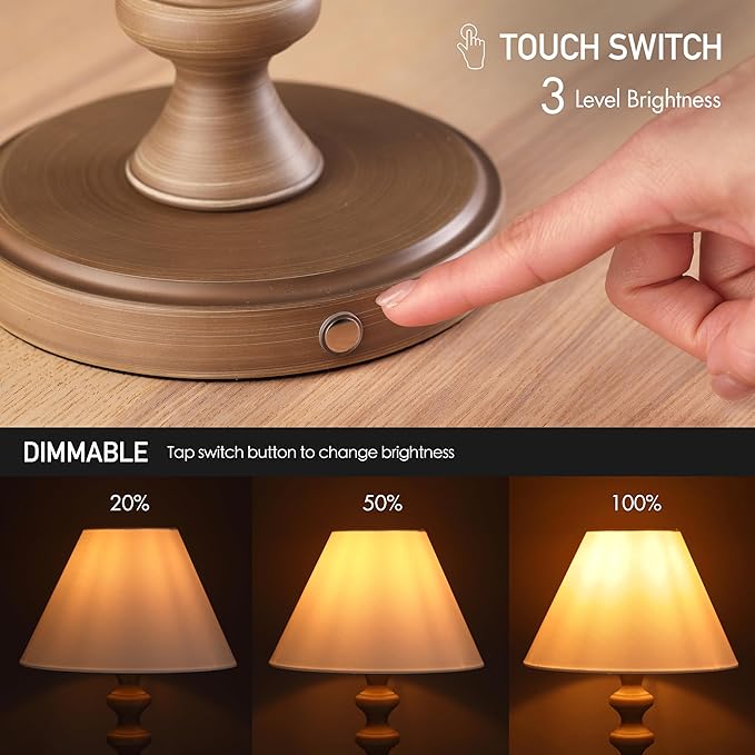 O'Bright Ember Rechargeable Table Lamp (Charcoal-Washed_Baluster)