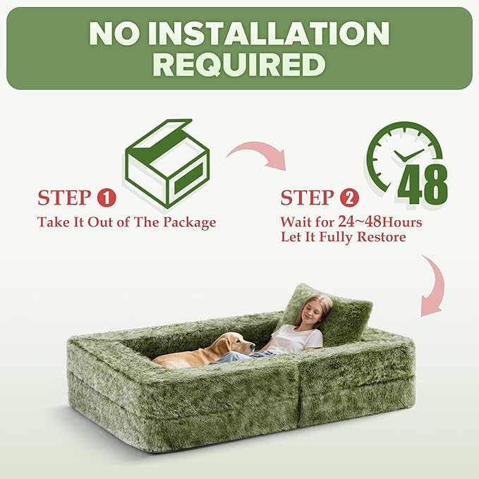HABUTWAY Convertible Sofa Bed 3-in-1 Futon Sofa Bed with Pillow Foldable Pull Out Floor Sofa Bed with Removable Cover Plush Boneless Couch for Living Room/Bedroom/Dorm