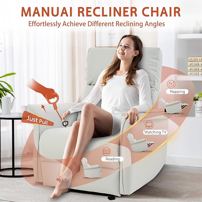KEIKI Swivel Rocker Recliner Chair for Adults Rocking Recliner Chair Glider Rocking Chair Reclining with Modern-Designed Armrests Nursery Recliner for for Small Spaces/Living Room/Bedroom/Nursing