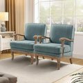 HULALA HOME Mid-Century Modern Accent Chairs Set of 2 Upholstered Lounge Arm Chair with Solid Wood Legs and Armrest Removable Cushion Comfy Reading Armchair for Living Room Bedroom Balcony Blue
