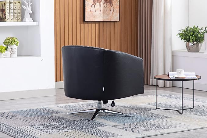 Swivel Barrel Chair Living Room Chair with Nailheads and Metal Base