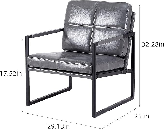 Light Grey PU Leather Leisure Black Metal Frame Recliner Chair for Living Room and Bedroom Furniture
