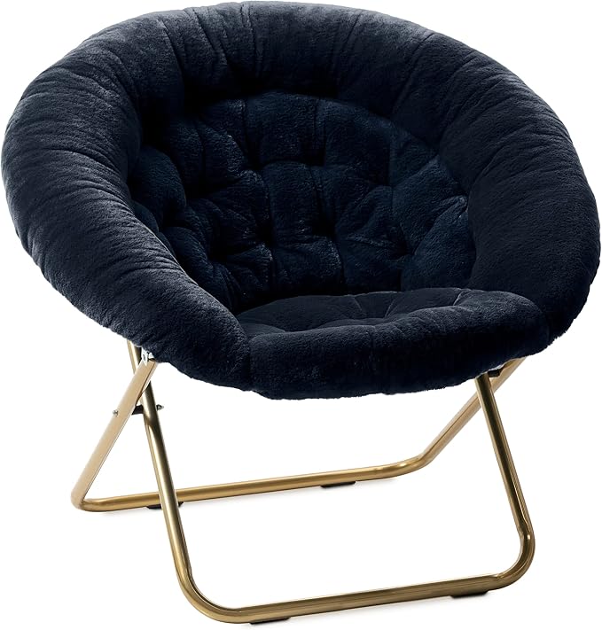 Milliard Saucer Chair For Adults Teens &amp Kids Navy Blue Faux Fur XL Circle Chair for Bedroom Dorm &amp Gaming Foldable Comfy Accent Seat for Small Spaces Folding Moon / Mushroom / Round Sty
