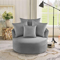 Modern Velvet Leisure Chair 360° Swivel Barrel Chair with 4 Movable Pillows and Metal Base Perfect for Living Room Bedroom Office Reception Area (Gray/Velvet+S)