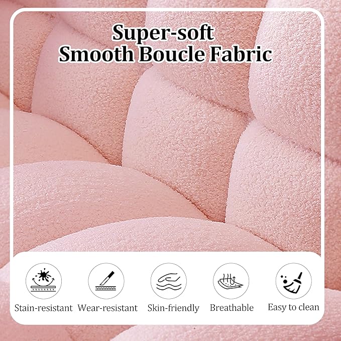 Modern Boucle Loveseat Couch for Living Room 61'' Sherpa Upholstered Sofa Couch Comfy Cloud Deep Seat Sofa Luxury Minimalist Plush Fluffy Couch for Small Apartment Office 2 Pillows Pink