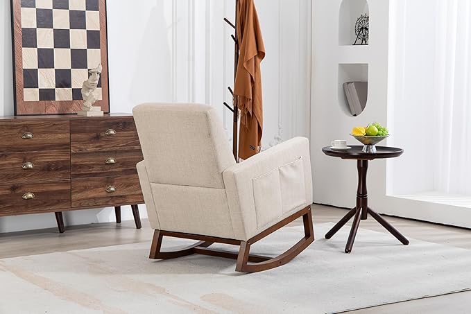 Mid Century Modern Accent Chair with Wood e Upholstered Living Room Chairs with Waist Cushion Reading Armchair for Bedroom Sunroom