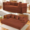 Convertible Sofa Bed5-in-1FoldIing Couch Bed with Removable ArmrestsModular Futon Sleeper Sofa in Box with Pull Out BedsCompression Boneless Couch for Living RoomOrange