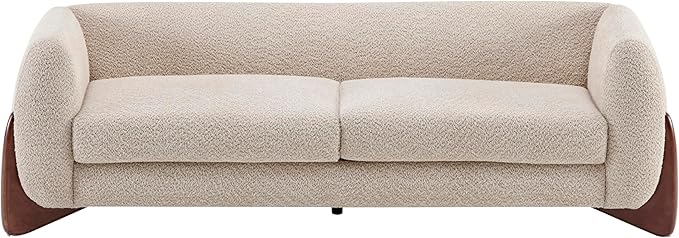 Christopher Knight Home Almad 2 Pieces Sofa Couch Set Cozy 3-Seater Sofa and Loveseat for Living Room Upholstered Couch Chair Soft Seating Lounge Sofa with Wood Frame Boucle Fabric Almond