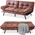 MUUEGM Faux Leather Futon Bed Convertible Memory Foam Sofa Bed Modern Love Seat for Living RoomCompact SpaceApartmentOfficeAdjustable Backrests Armrests Couch Sleeper71 Sofas Brown