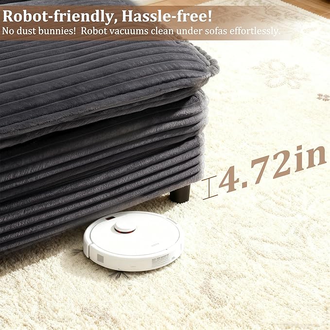 150'' Modular Sectional Sofa Comfy Cloud Couch with Movable Ottoman Deep Seat Corduroy U Shaped Modular Sofa Sectional Couches for Living Room Bedroom and Apartment Dark Grey