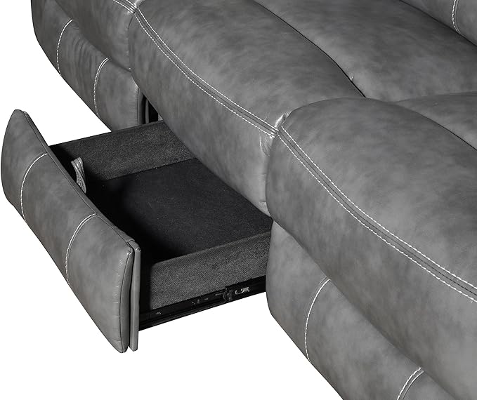 Coaster Home Furnishings - Conrad - Fabric - Upholstered Motion Reclining Sofa with Power Outlet Padded Headrests and Wall Hugger Design - Living Room - Grey - 650354