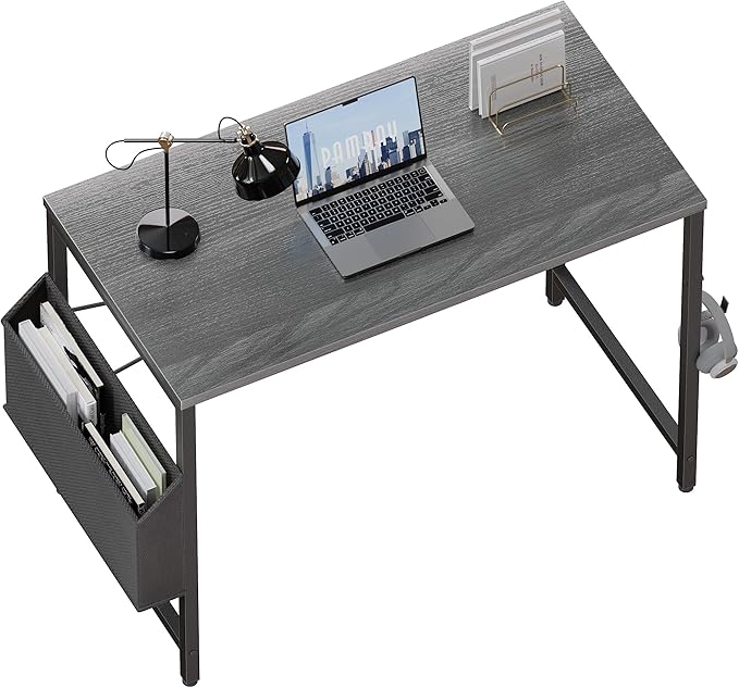 Pamray 32 Inch Computer Desk for Small Spaces with Storage Bag Home Office Work Desk with Headphone Hook Small Office Desk Study Writing Table