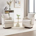 Beige Swivel Accent Chair Set of 2Comfy 360-Degree Swivel Barrel Chair with Back Pillow Living Room Bedroom Accent Arm Chairs Small Modern Upholstered Single Office Club Sofa ChairChenille