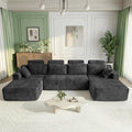 134 Boneless Couch for Living Room Oversized U Shaped Modular Cloud Sofa with Deep Seat Ergonomic Memory Foam Sleeper Chair Comfy Fluffy Corduroy Sectional Couches No Assembly Grey