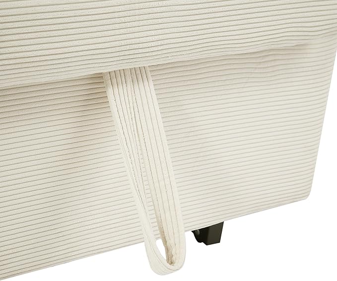 57.48 Beige Corduroy 2 Seat Convertible Pull Out Sofa Bed with USB Ports Small Space Modern Convertible Loveseat Sofa Couch for Living Room