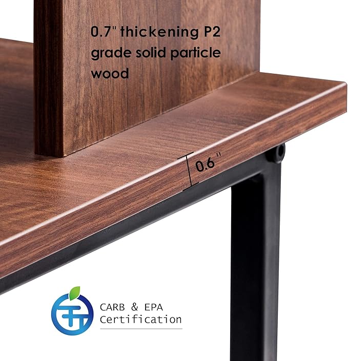 ivinta L-Shaped Computer Office Desk Modern Gaming Corner Desk with Monitor Stand Home Office Study Writing Table Workstation for Small Spaces 6404 (Brown)