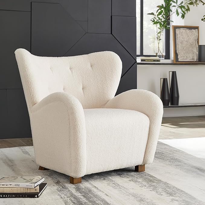 Signature Design by Ashley Larbell Contemporary Accent Chair with Wingback and Arm Rest Beige