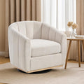 Mlmh &amp Kngwa 32.28 W Swivel Barrel Accent Chair Chenille Upholstered Swivel Chair Comfy Chairs Single Sofa for Living Room Bedroom Ivory