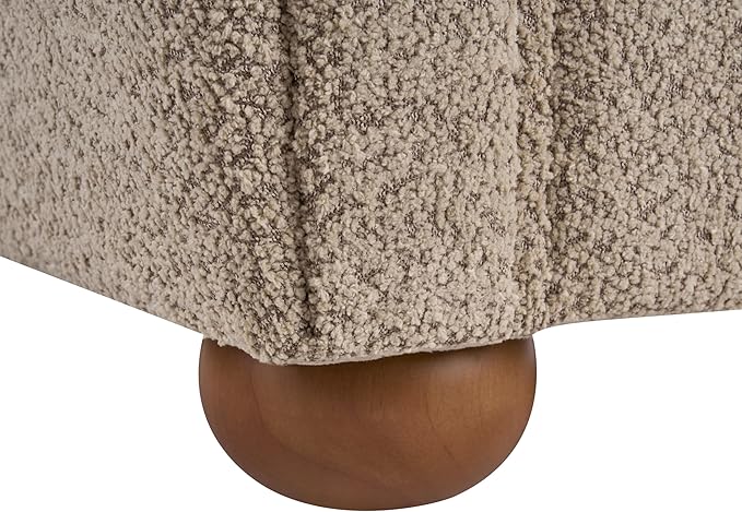 Christopher Knight Home Peysz Modern Accent Chair Boucle Upholstered Armchair with Rounded Wooden Legs Comfortable Single Sofa Soft Cushion Seating Lounge Chair Indoor Light Brown