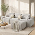 LIKIMIO Modular Sectional Sofa with Ottoman 120 Oversized Deep Seat Boneless Couch Corduroy Upholstery No Assembly Required Modern L-Shaped Living Room Sofa Greige