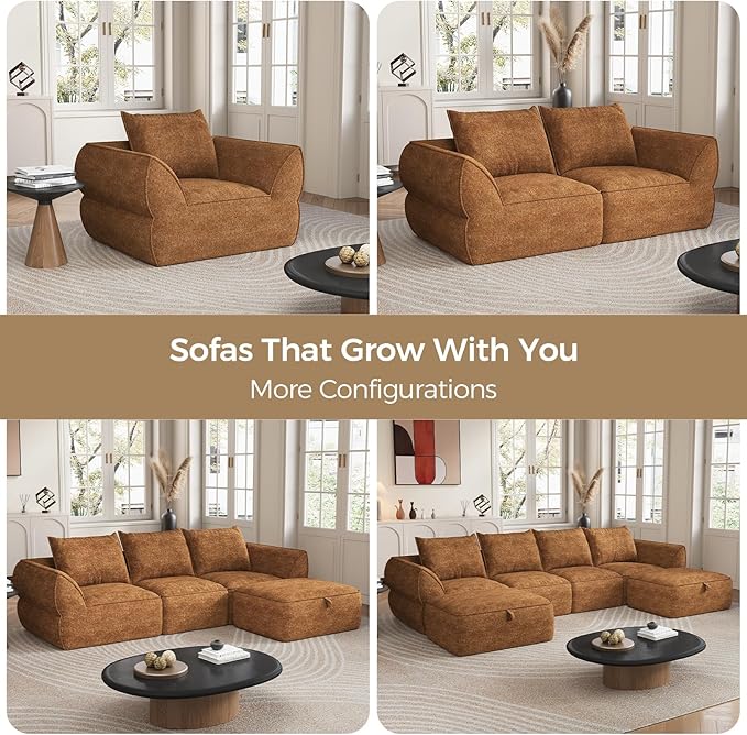 76.4 Cloud Loveseat Sofa Deep Seat Couch with Pillows Modern Comfortable Upholstery Boneless Sofa 1 Piece for Living Room Bedroom Apartment Removable CoverNo Assembly Required Orange