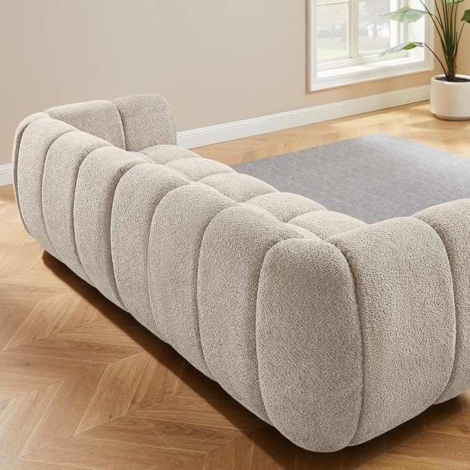 VANOMi 88 Oversized Boucle Sofa Modern Upholstered Tufted Cloud Couch Deep Seat Boucle SofaCozy Modern 3 Seater Couch for Living Room Bedroom Apartment