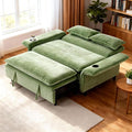 3 in 1 Convertible Sleeper Sofa Bed Loveseat Sleeper 65” Pull Out Couch Adjustable Armrest and Backrest with 2 Pillows for Living Room Bedroom (Green)