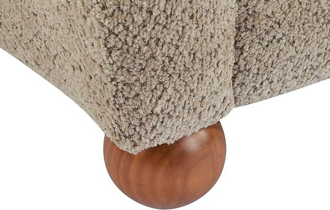 Christopher Knight Home Lindy Wingback Accent Chair Upholstered Armchair with Rounded Wooden Legs Curved Backrest Single Sofa Soft Cushion Seating Comfy Lounge Chair for Living Room Light Brown