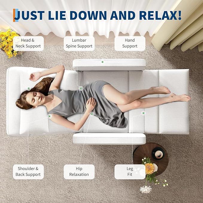 PeakPursuit Power Recliner Chair with Electric Adjustable Back USB Port &amp Side Pockets Single Overstuffed Recliner Chair for Living Room Bedroom or Home Theater Beige White