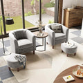 LINSY Accent Chair Set of 2 Velvet Barrel Chair with Ottoman Modern Comfy Small Armchair for Small Spaces Reading Room Living Room Bedroom Kids Room Office Grey
