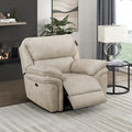 Lexicon Power Reclining Chair for Adults Polished Microfiber Power Recliner Single Sofa Chair for Bedroom/Living Room/Reading Nook Foam Over Pocket Coils Pillow Top Arms Charging Port Sand