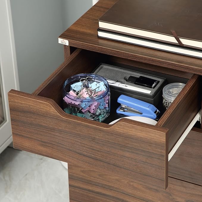 3 Drawer Office Storage Cabinet Under Desk Mobile File Cabinet with Casters - Brown Wood Grain