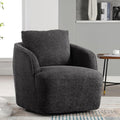 Soft Boucle Upholstered Swivel Accent Barrel Chair Wide Seated Comfy Round Single Sofa Chair 360 Swivel Club Armchair for Living Room Bedroom Nursery (Boucle Charcoal)